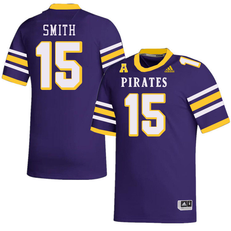 Men #15 Yannick Smith ECU Pirates College Football Jerseys Stitched-Throwback